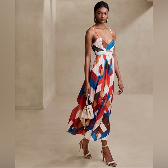 Banana Republic Dresses & Skirts - Banana Republic Colorful Geometric Maxi Dress Size 2